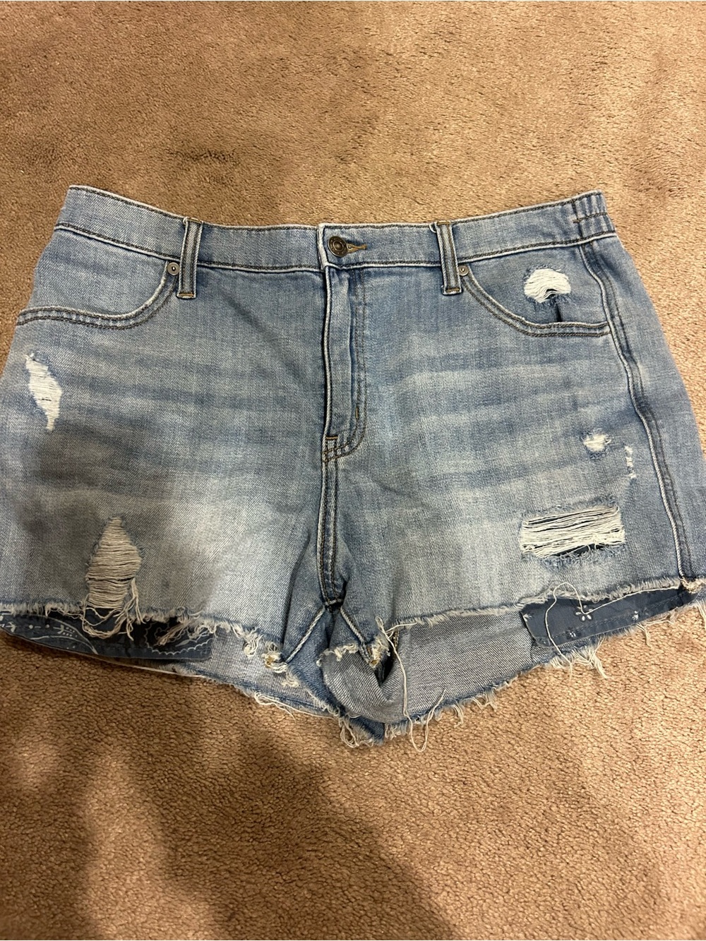 Light Blue Distressed Denim Shorts